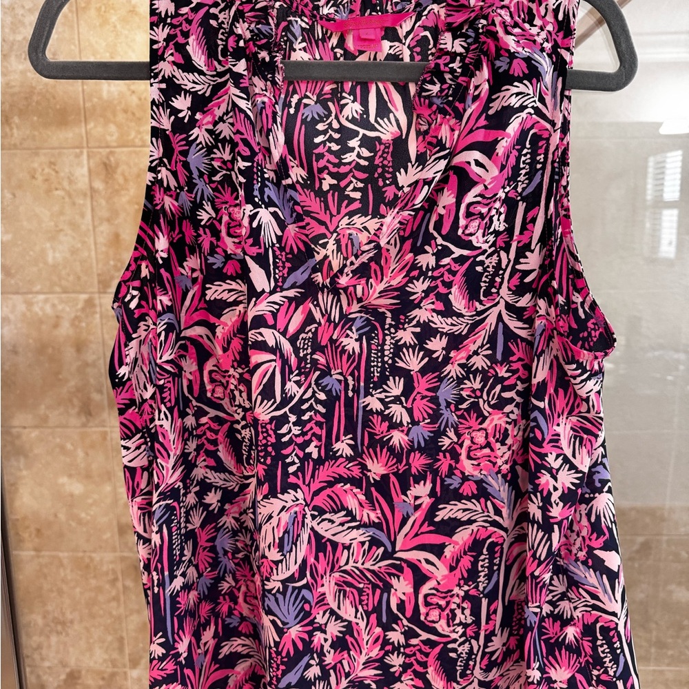 Lilly Pulitzer Floral Sleeveless Top - Pink and Black